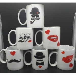 ماگ یک رو چاپ نسترن (طرح لب و سیبیل)