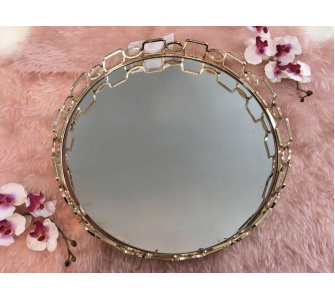 سینی دایره سایز بزرگ ساخت چین آب طلا خورده رنگ ثابت