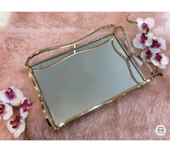 سینی مستطیل سایز کوچک ساخت چین آب طلا خورده رنگ ثابت