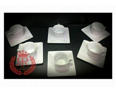 12 پارچه چای خوری سفید فلت