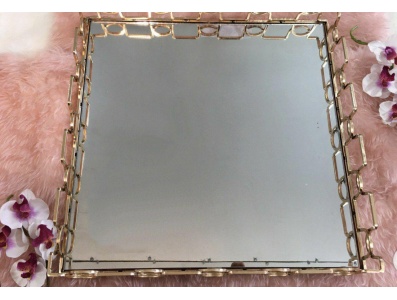 سینی مربع سایز بزرگ ساخت چین آب طلا خورده رنگ ثابت