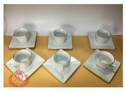 سرویس 12 پارچه چایی خوری خط طلا فلت