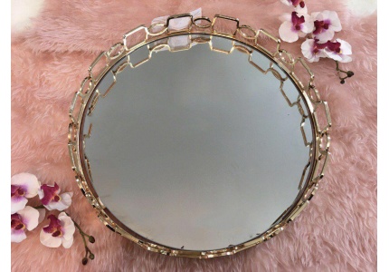 سینی دایره سایز بزرگ ساخت چین آب طلا خورده رنگ ثابت