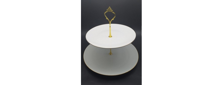 شیرینی خوری دو طبقه خط طلا گرد