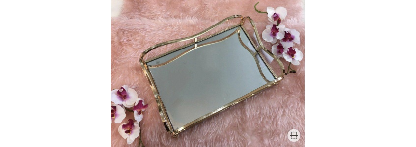 سینی مستطیل سایز کوچک ساخت چین آب طلا خورده رنگ ثابت